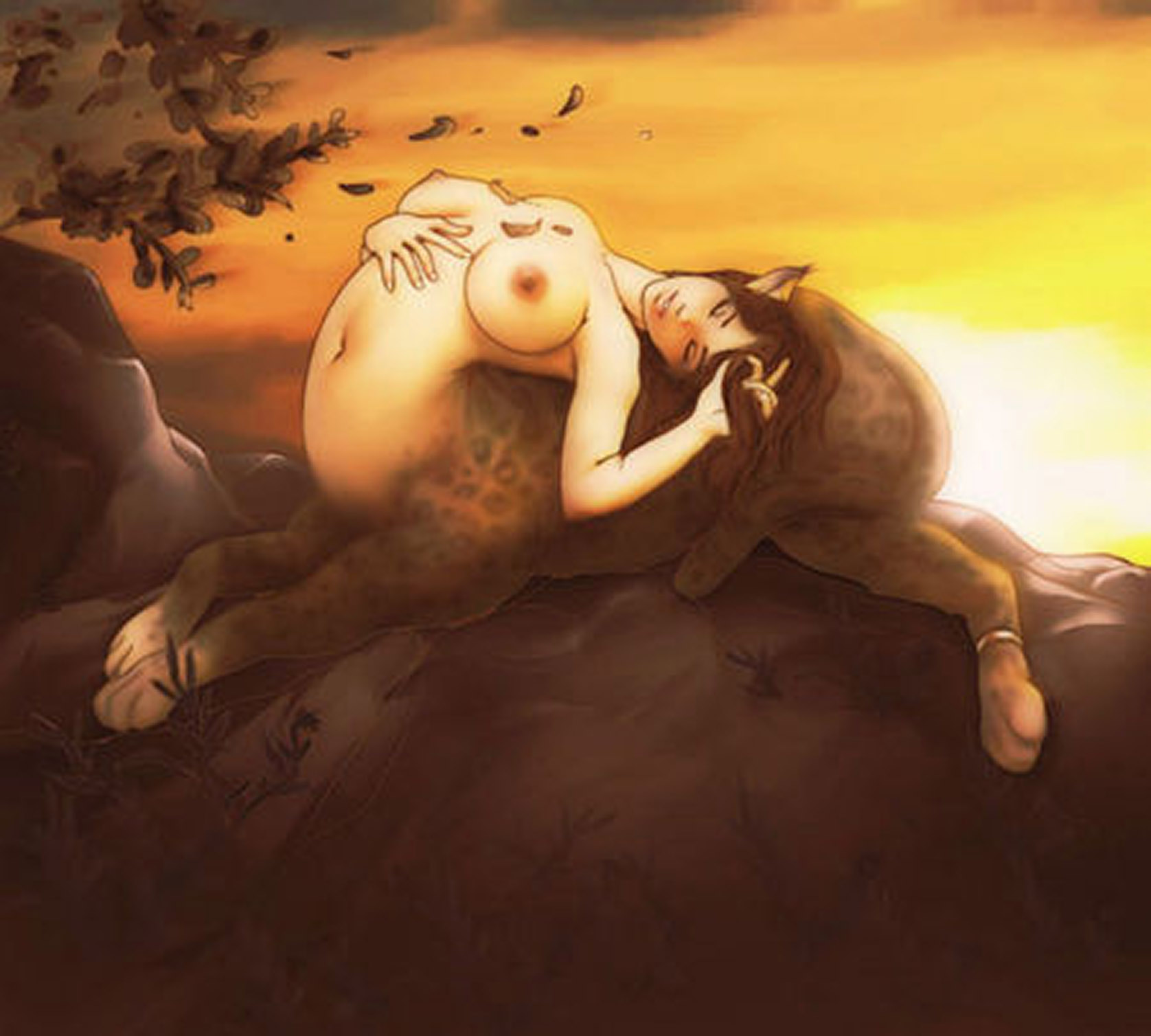 A Sphinx resting on a cliff